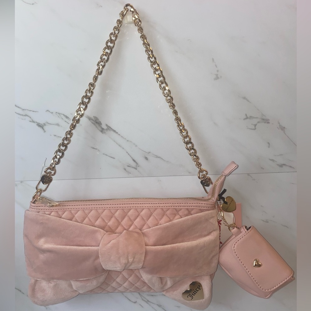 Juicy Couture Tied With A Bow shoulder bag- pink diamond